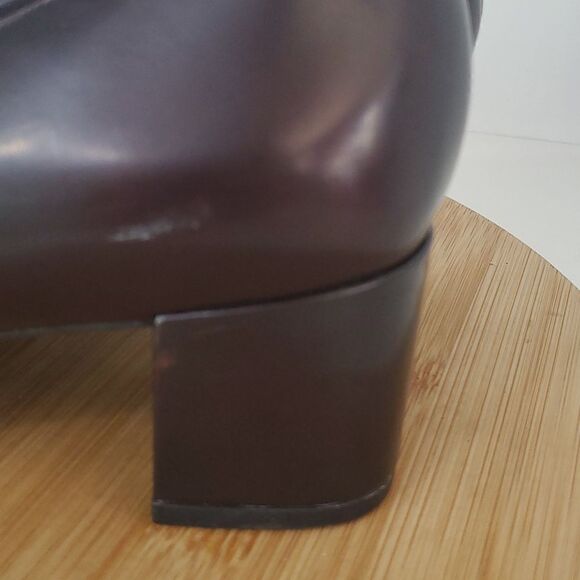 Clarks Artesian Tealia Maye Block Heel Aubergine Patent Leather Heel Pump 9M - Picture 8 of 15